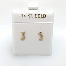 Load image into Gallery viewer, 14k Gold Stud Letter with Cubic Zirconia Studs