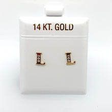 Load image into Gallery viewer, 14k Gold Stud Letter with Cubic Zirconia Studs