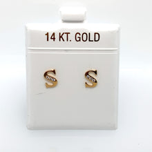 Load image into Gallery viewer, 14k Gold Stud Letter with Cubic Zirconia Studs