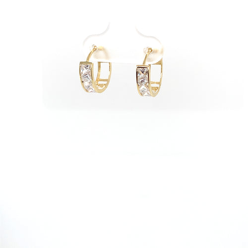10k Gold Clear Cubic Zirconia Huggies