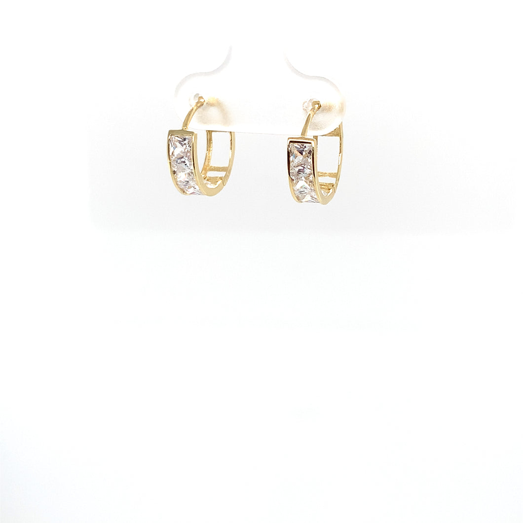 10k Gold Clear Cubic Zirconia Huggies