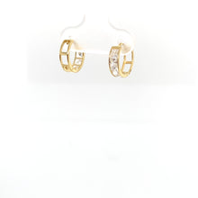 Load image into Gallery viewer, 10k Gold Clear Cubic Zirconia Huggies