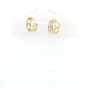 10k Gold Clear Cubic Zirconia Huggies