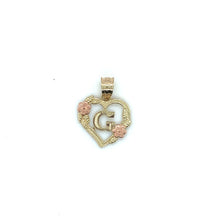 Load image into Gallery viewer, 14k Gold Heart Letter with Flowers Pendant
