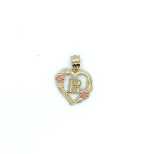 Load image into Gallery viewer, 10K Gold Letter Heart and Roses Pendant