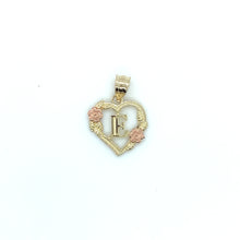 Load image into Gallery viewer, 10K Gold Letter Heart and Roses Pendant