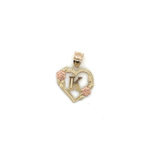 Load image into Gallery viewer, 10K Gold Letter Heart and Roses Pendant