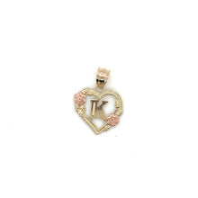 Load image into Gallery viewer, 14k Gold Heart Letter with Flowers Pendant