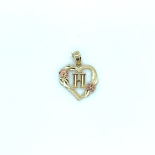 Load image into Gallery viewer, 10K Gold Letter Heart and Roses Pendant