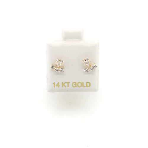 14k Gold Star CZ Studs