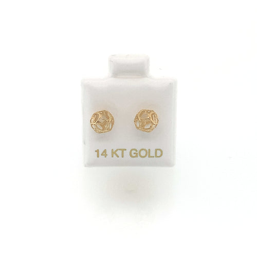 14k Gold Heart Ball Studs