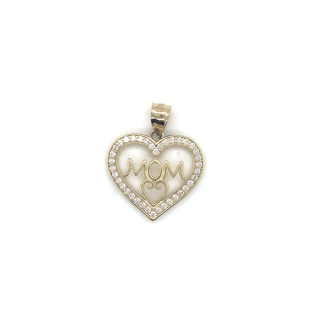 10k Gold Mom Heart Pendant