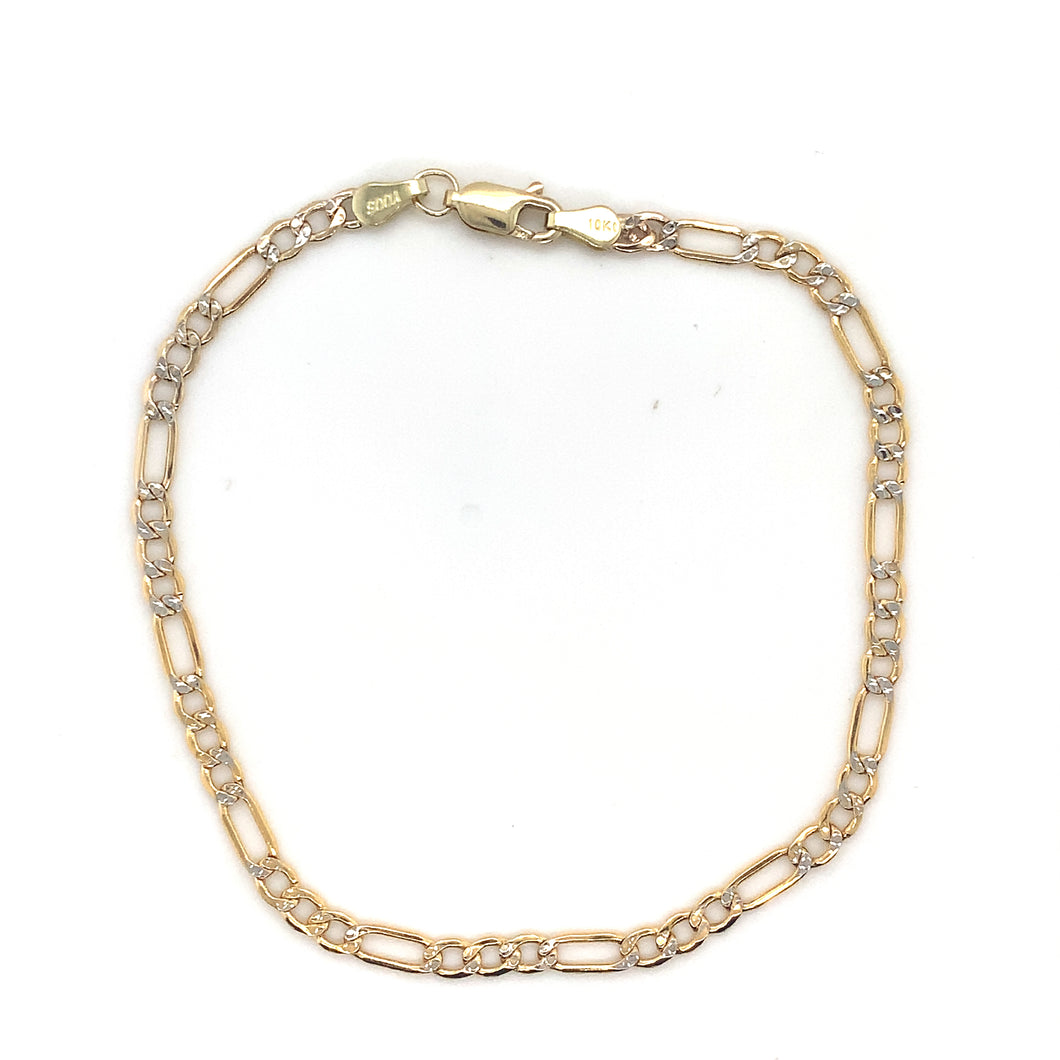10k Gold Figaro Link Bracelet