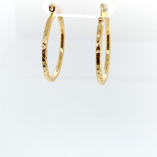 14k Gold Diamond Cut Earrings