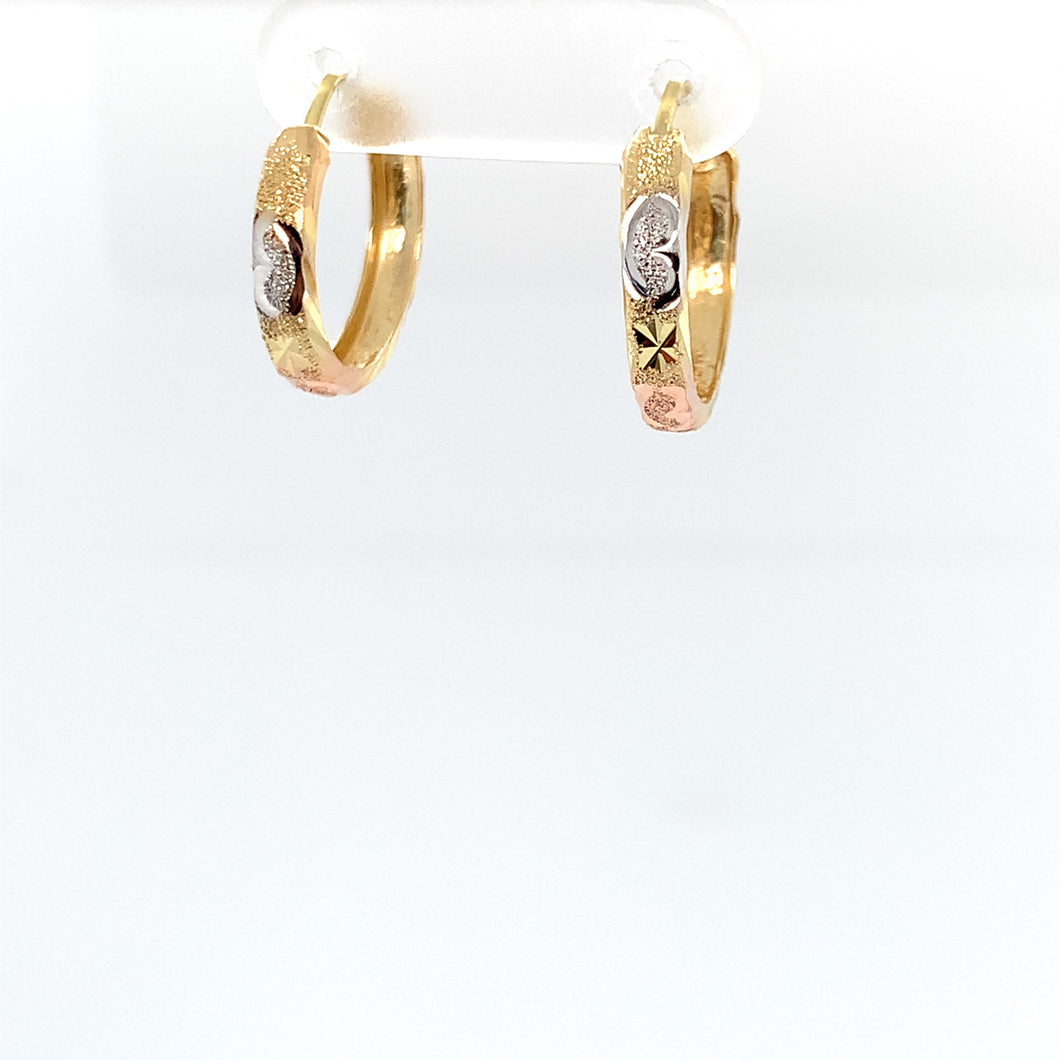 14k Tri Gold Heart and Star Earrings