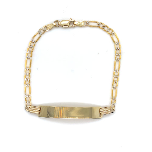 14k Gold Figaro Link ID Bracelet