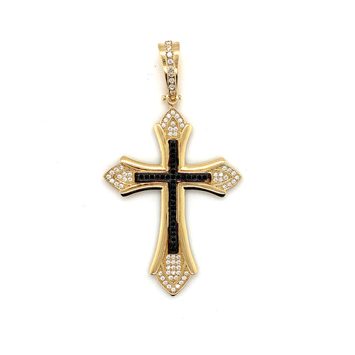 14k Gold Black Cross Pendant