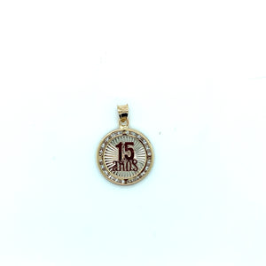 14k Gold "15 years" Round Pendant