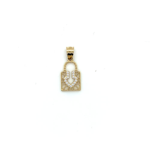 14k Gold Heart Lock Pendant