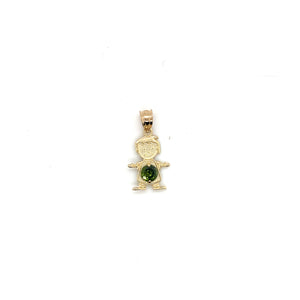 14k Gold Boy Birthstone Cz Pendant