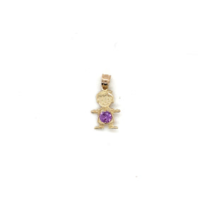 14k Gold Boy Birthstone Cz Pendant
