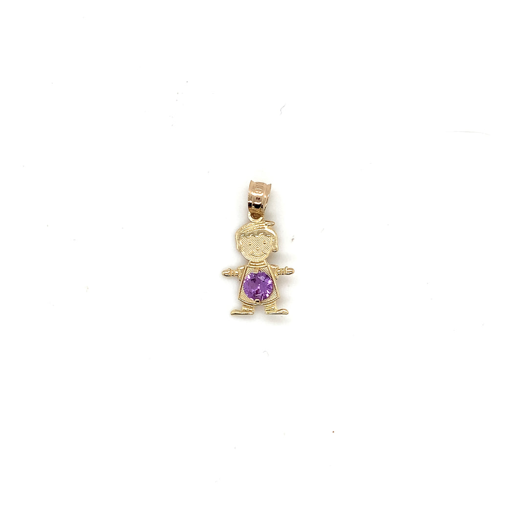 14k Gold Boy Birthstone Cz Pendant