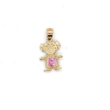 Load image into Gallery viewer, 14k Gold Girl Birthstone Cz Pendant