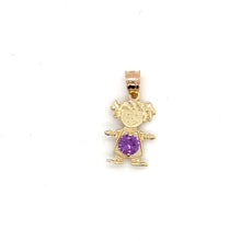 Load image into Gallery viewer, 14k Gold Girl Birthstone Cz Pendant