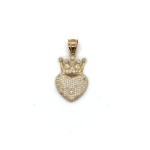 10k Gold Crown Heart Pendant