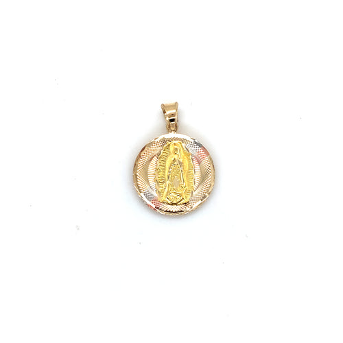 10k Gold Our Lady of Guadalupe Double Sided Sacred Heart Pendant