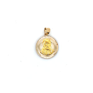 10k Gold Our Lady of Guadalupe Double Sided Sacred Heart Pendant