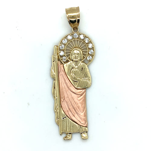 10k Gold Saint Jude Cz Pendant