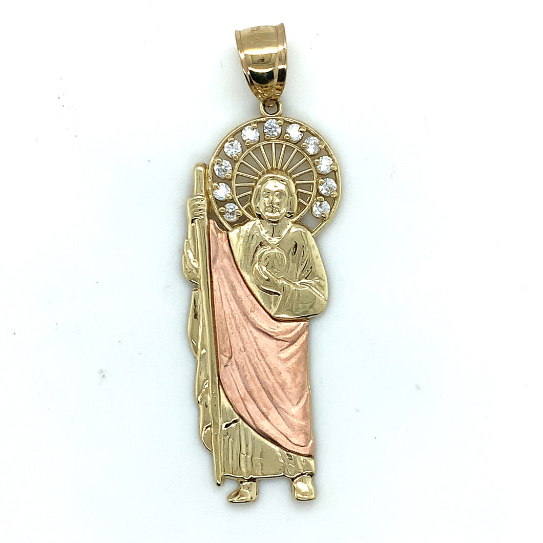 10k Gold Saint Jude Cz Pendant