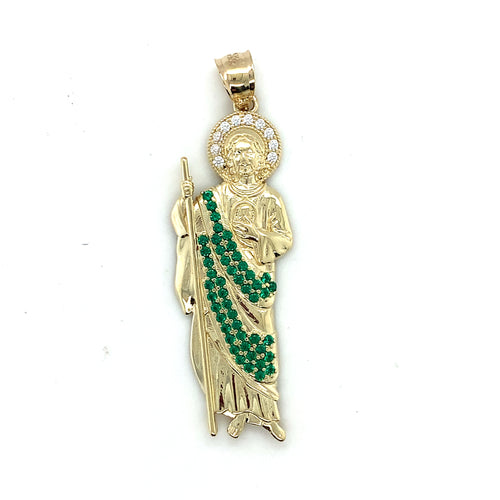 10k Gold Saint Jude Cz Pendant
