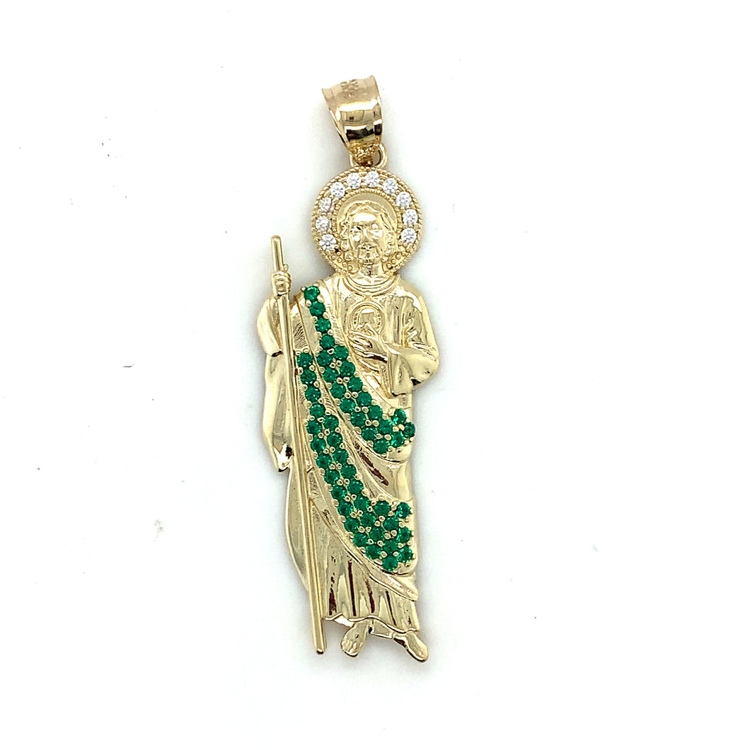 10k Gold Saint Jude Cz Pendant