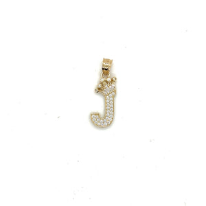 14k Gold Crown Letter Pendant