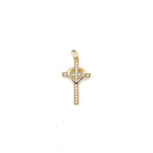 14k Gold Heart Cross Pendant