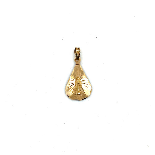 14k Gold Our Lady of Guadalupe Drop Pendant
