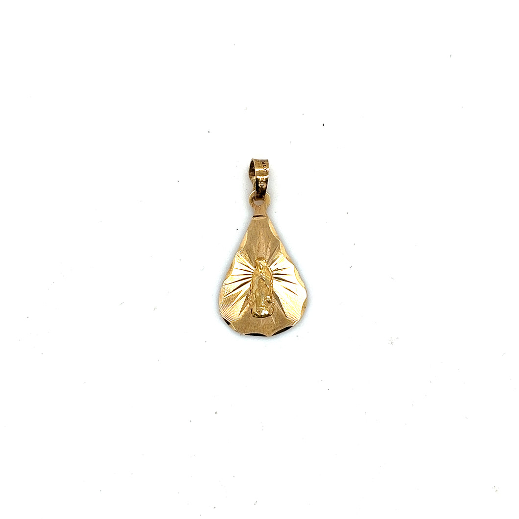 14k Gold Our Lady of Guadalupe Drop Pendant