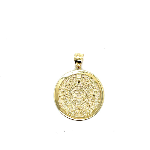 10k Gold Aztec Calendat Pendant