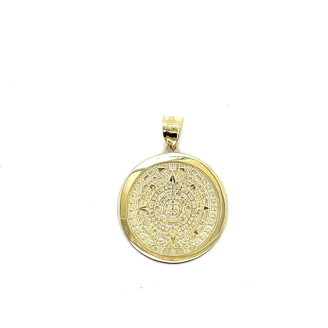 10k Gold Aztec Calendat Pendant