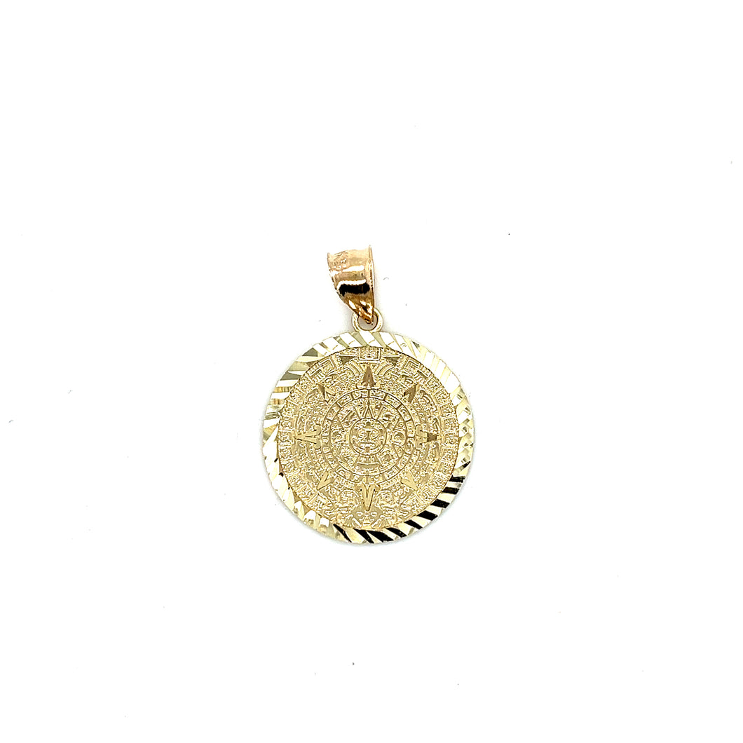 10k Gold Aztec Calendat Pendant