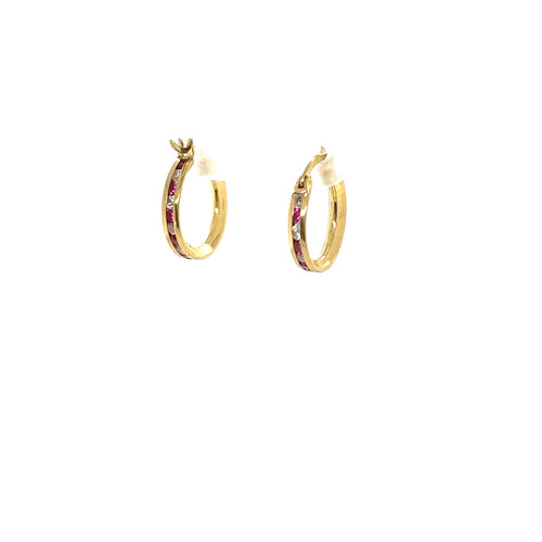 10k Gold Red Round Huggies