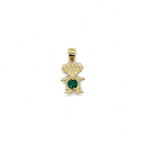 10k Gold Girl BirthStone Pendant