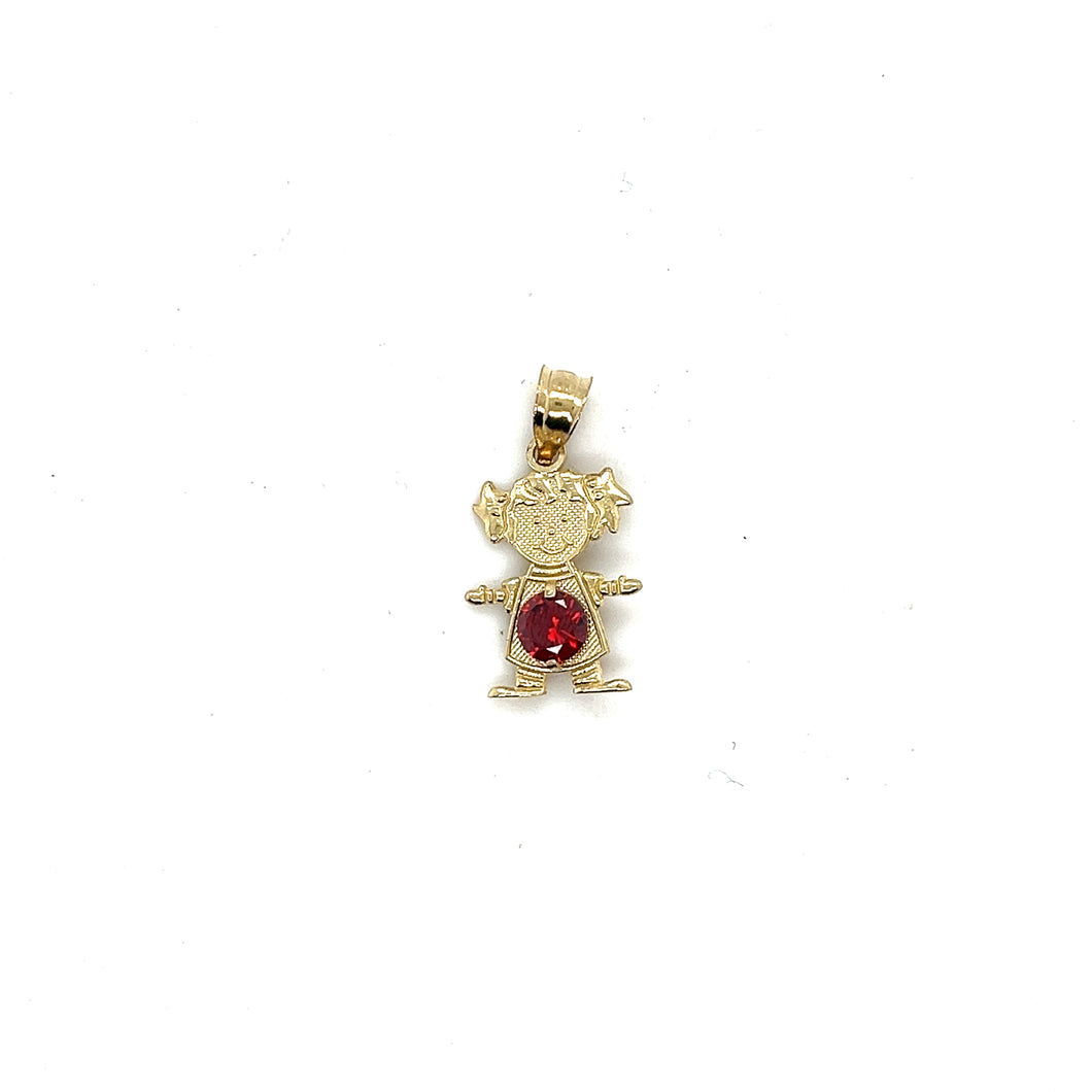 10k Gold Girl BirthStone Pendant