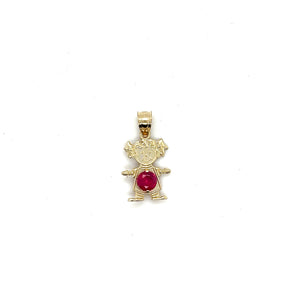 10k Gold Girl BirthStone Pendant