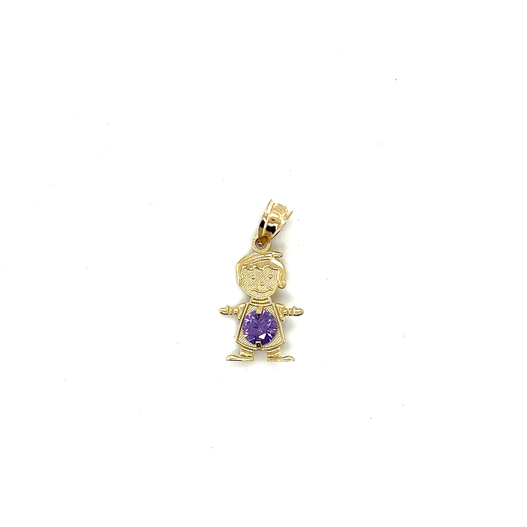 10k Gold Boy BirthStone Pendant
