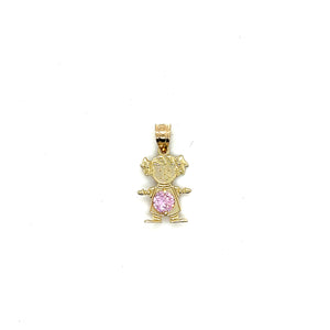 10k Gold Girl BirthStone Pendant