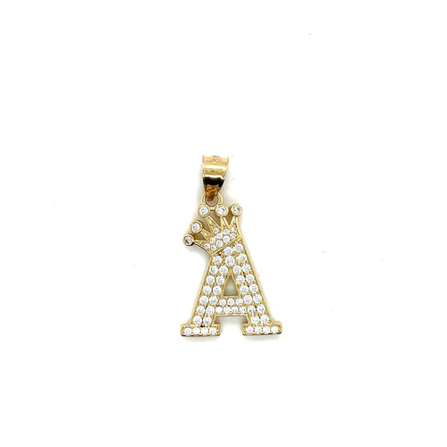 14k Gold Crown Letter Pendant