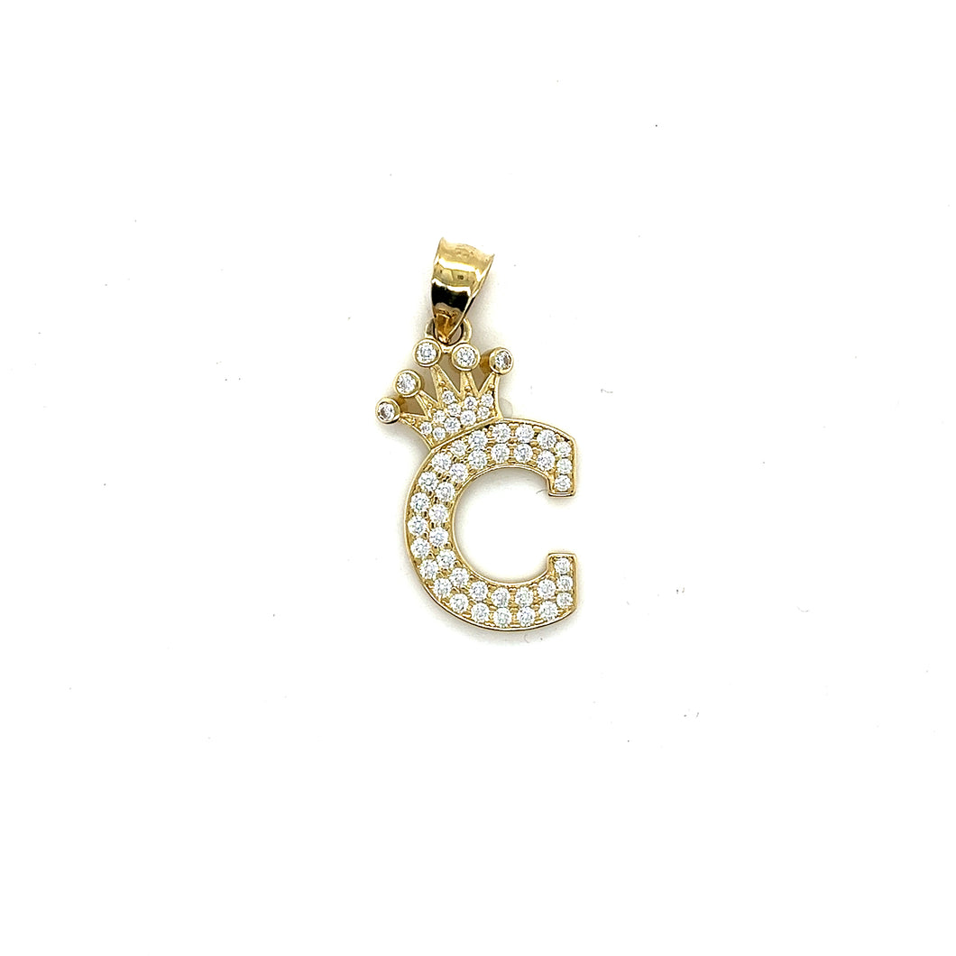 10k Gold Crown Letter Pendant